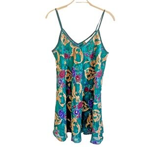 VTG Inner Most Womens M Sheer Slip Mini Dress Lingerie Floral Nola Mardi Gras